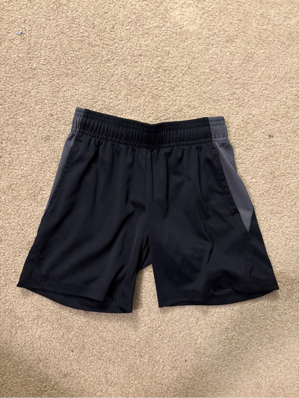 Boy’s Black Athletic Shorts with Gray Side Panelsy